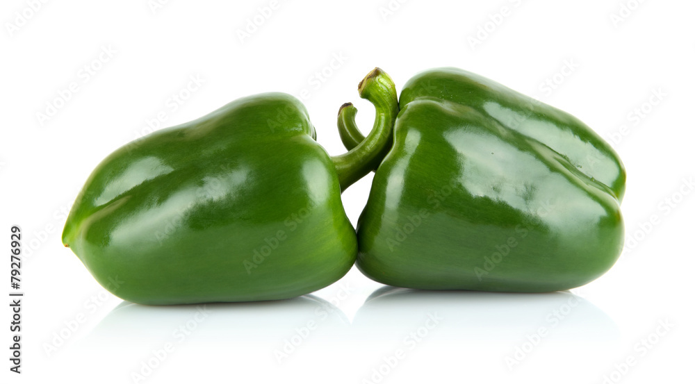 Studio shot of two green bell peppers isolated on white Studio shot of two green bell peppers isolated on white