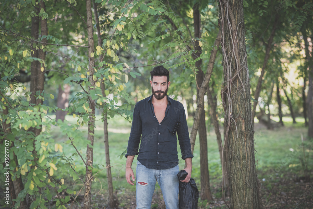 young handsome attractive bearded model man