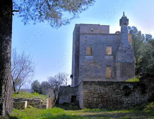 Abandoned farmhouse in countryside of apulia
