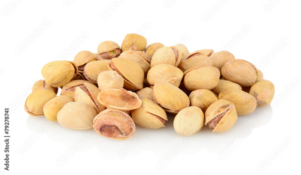 Studio shot of group of pistachios isolated on white background Studio shot of group of pistachios isolated on white background