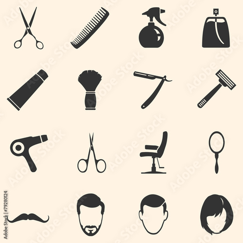Vector Set of Barber Shop Icons