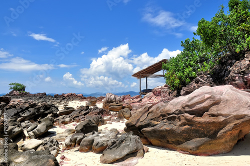 Beautiful beach with hut photo