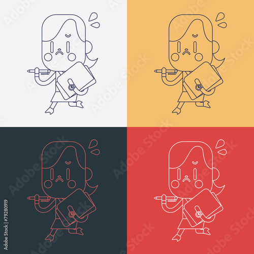 Character illustration design. Businesswoman busy cartoon,eps