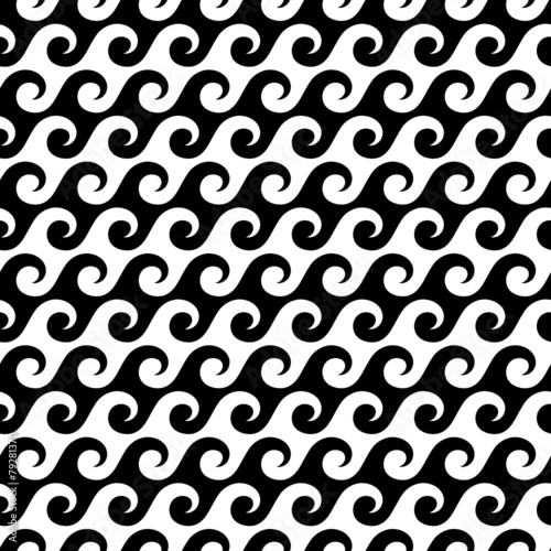Retro Seamless Pattern Waves Black/White