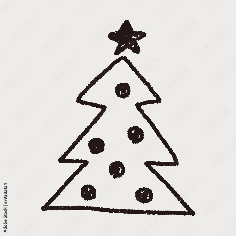 Christmas tree doodle drawing