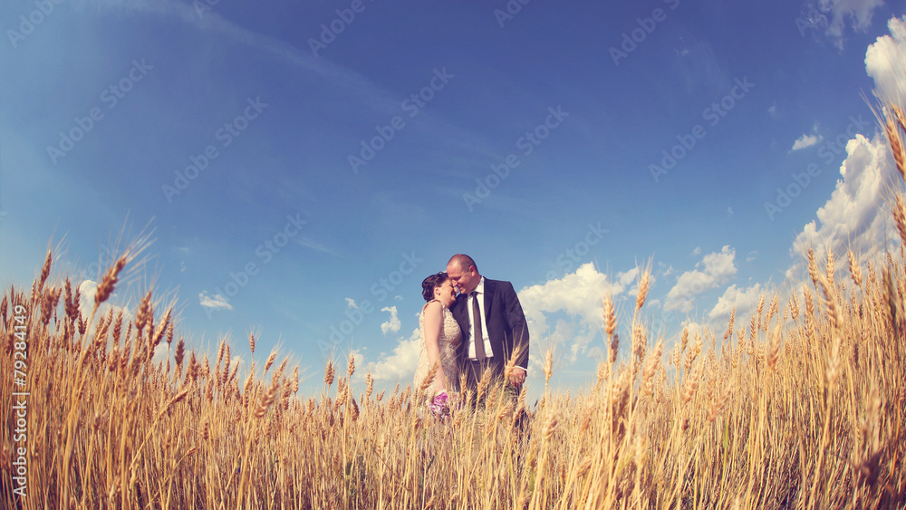 groom and bride in the fields