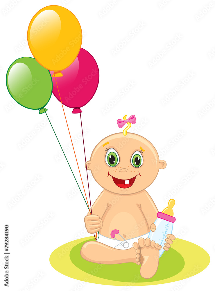 Baby girl with balloons