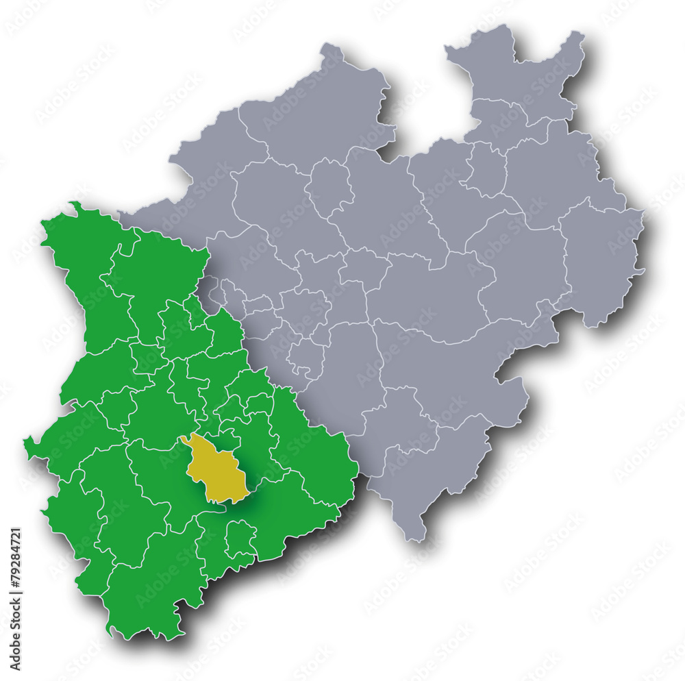 Fototapeta premium NRW Karte Rheinland und Stadt Köln