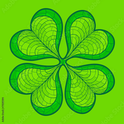 Decorative lucky clover leaf. Vector illustration