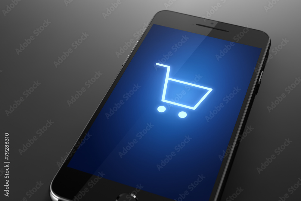 E-shop basket icon smart phone concept