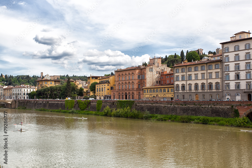 Houses on the bank of the river of Arno, Florence, Italy