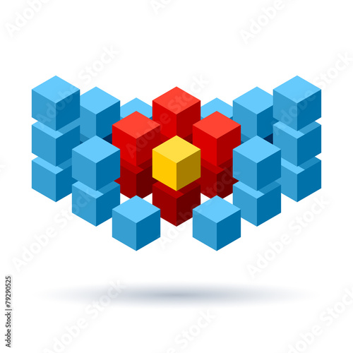 Blue cubes logo with red segments
