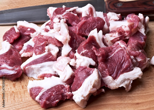 Cut pieces of lamb meat