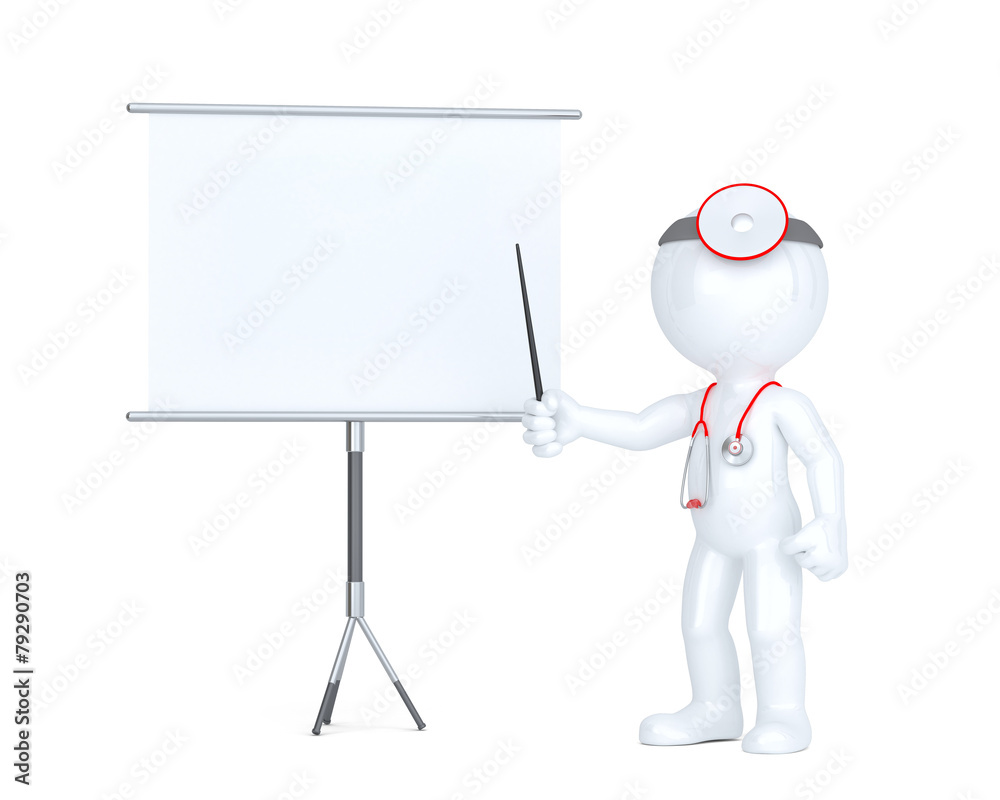 3d doctor with white board. Presentation concept. Isolated. Contains clipping path 3d doctor with white board. Presentation concept. Isolated. Contains clipping path
