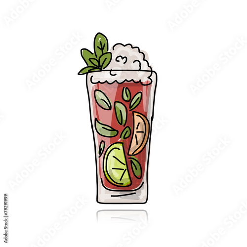 Glass with cocktail, sketch for your design