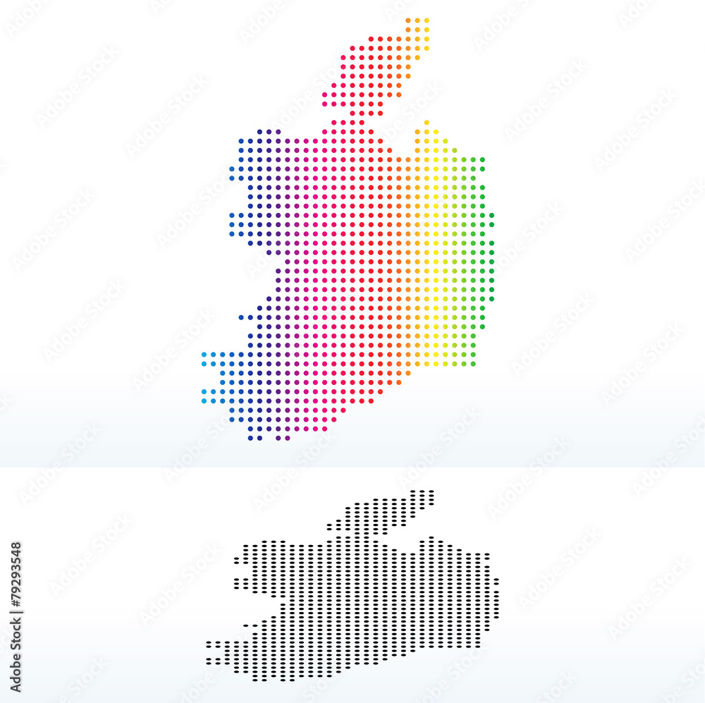 Map of Ireland with Dot Pattern