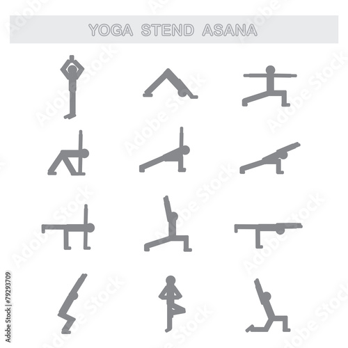 Set of icons. Poses yoga asanas.