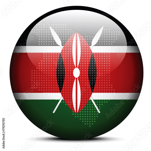 Map with Dot Pattern on flag button of Kenya