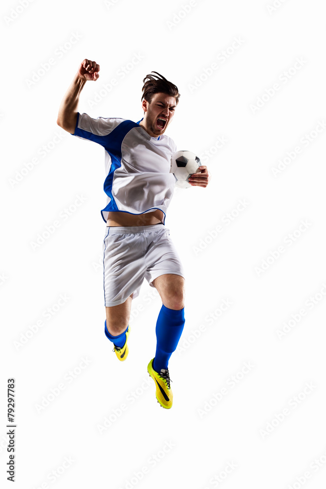 soccer player in action - obrazy, fototapety, plakaty 