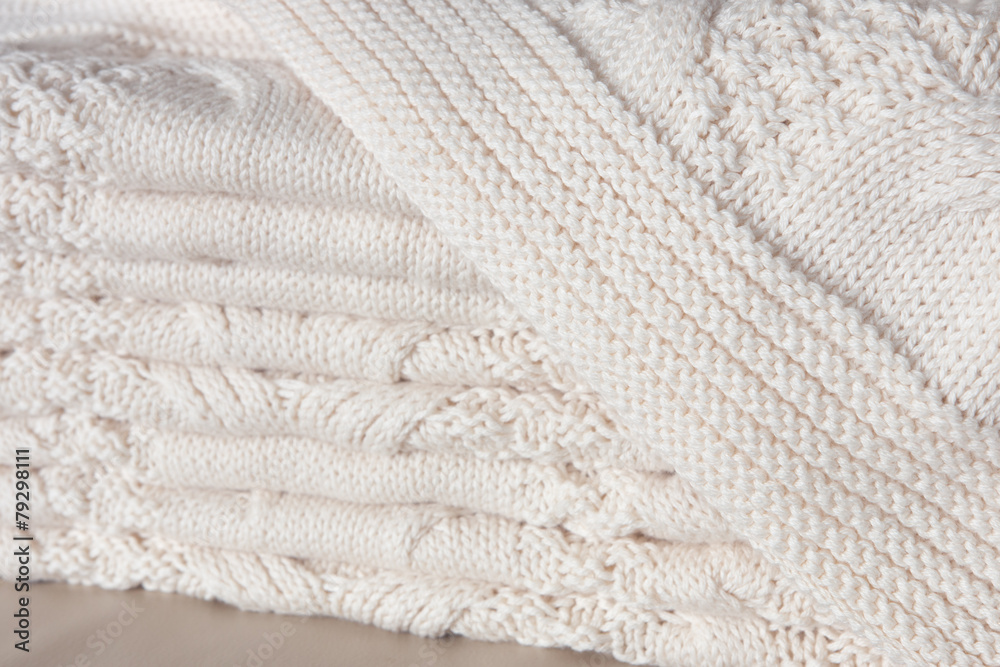 Folded white knitted linen Folded white knitted linen