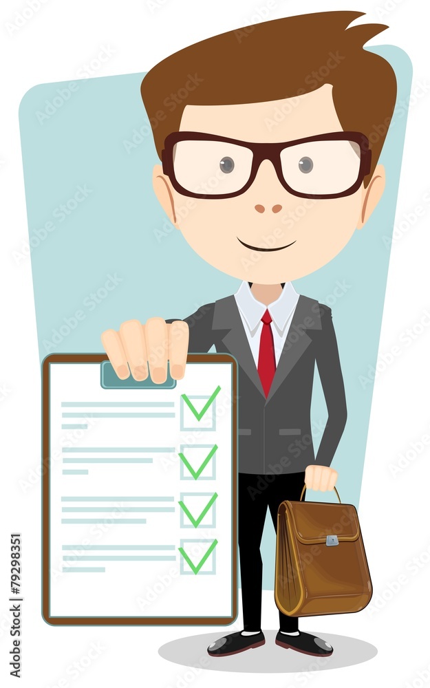 Successful young businessman with the document, vector Successful young businessman with the document, vector