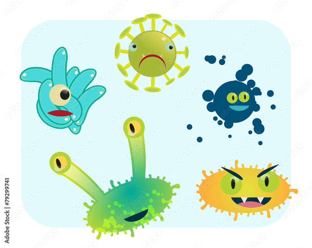 Naklejka premium virus and bacteria set vector illustration