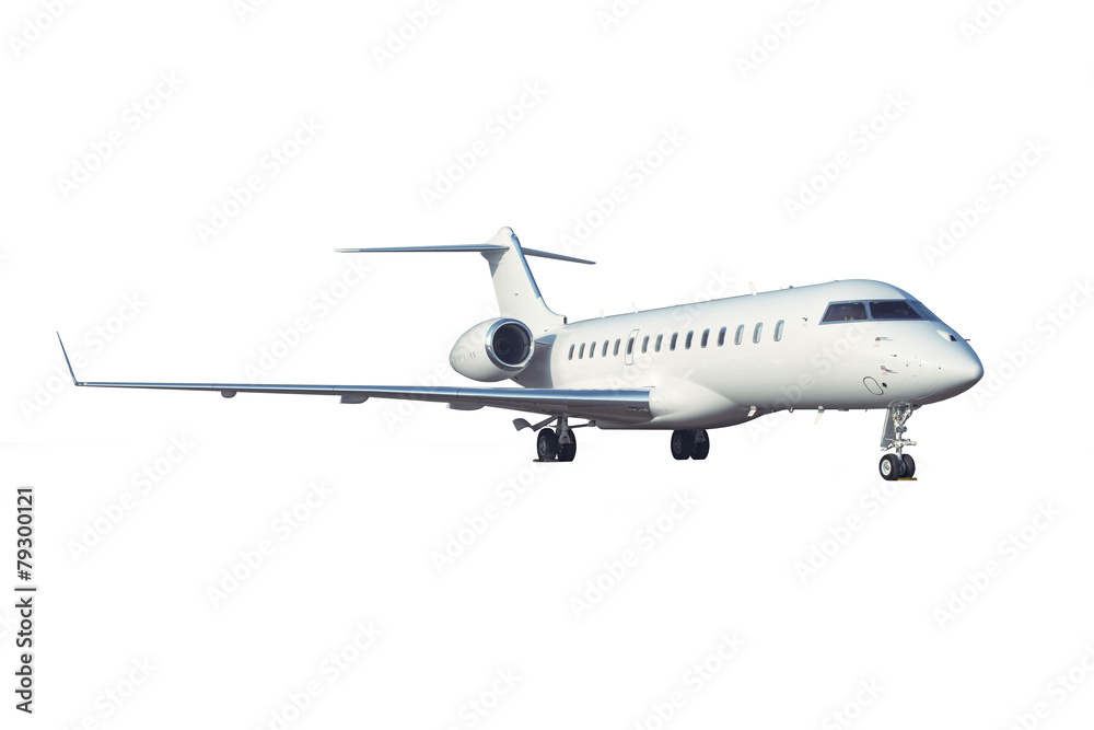 Business jet plane isolated on the white background.