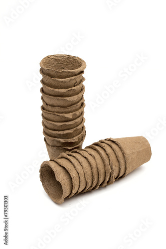 peat pot on the white background
