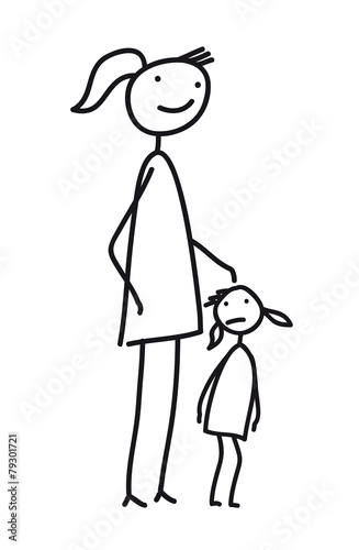 Mama mit Kind - kleines Mädchen - schüchtern, ängstlich. Mutter als Bezugsperson beschützt ihr Kind, gibt Halt.