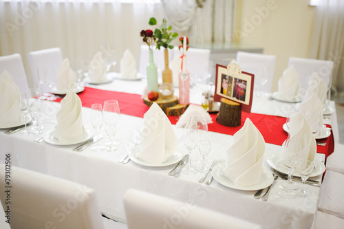 Banquet wedding table setting on evening reception © eugenelucky