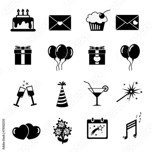 Set of celebratory icons, symbols