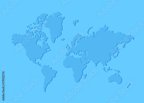 Dotted world map made of rounded rectangles.