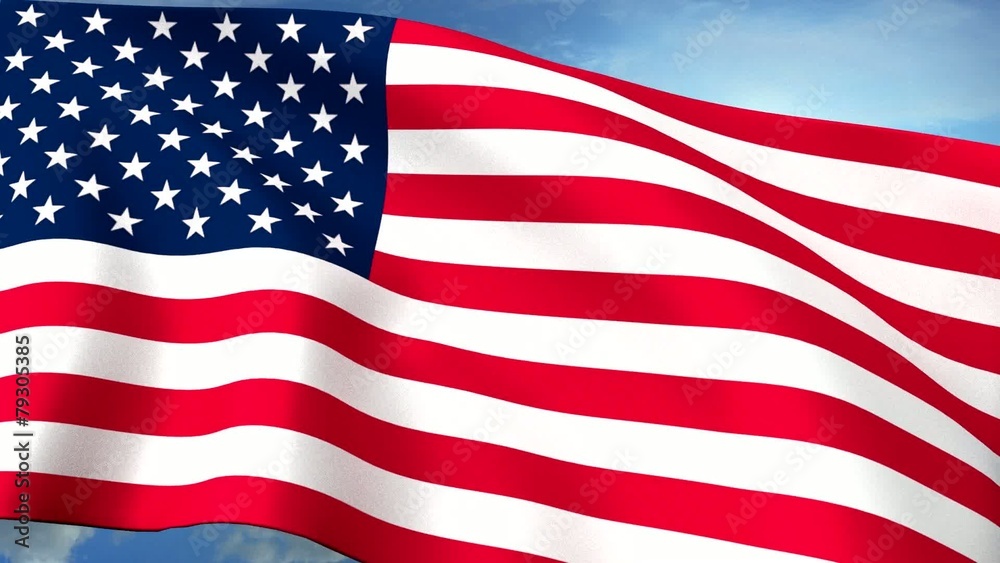 USA US Flags Closeup Waving Against Blue Sky CG Long HQ Seamless USA US Flags Closeup Waving Against Blue Sky CG Long HQ Seamless