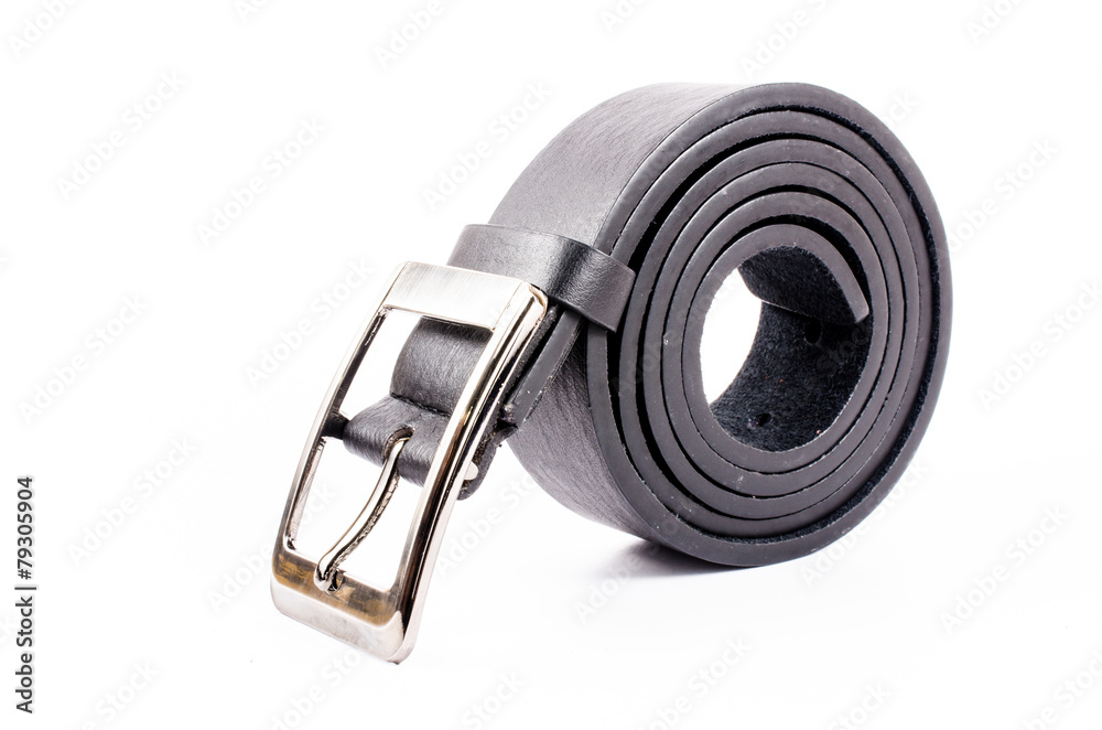 black leather belt isolated on white background black leather belt isolated on white background
