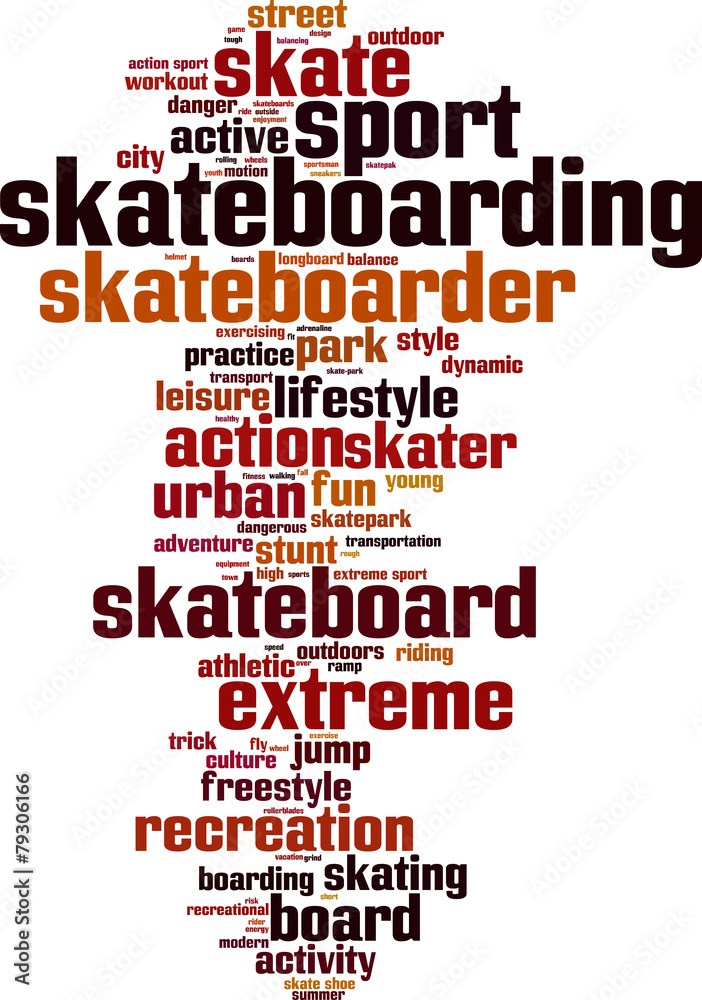 Skateboarding word cloud concept. Vector illustration