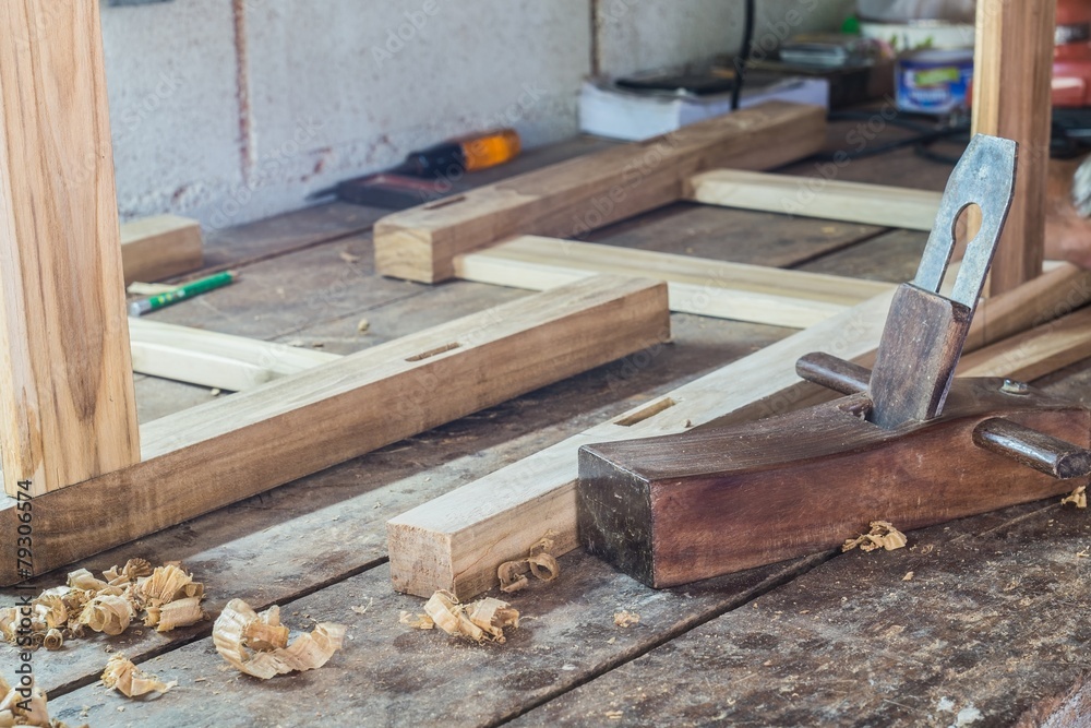 wooden plane in a workshop of the carpenter wooden plane in a workshop of the carpenter