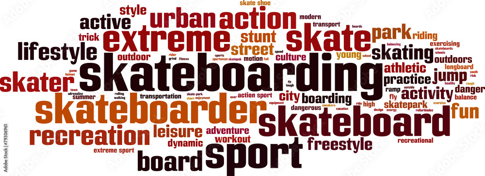 Skateboarding word cloud concept. Vector illustration