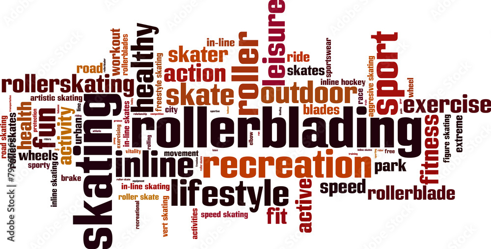 Rollerblading word cloud concept. Vector illustration Rollerblading word cloud concept. Vector illustration