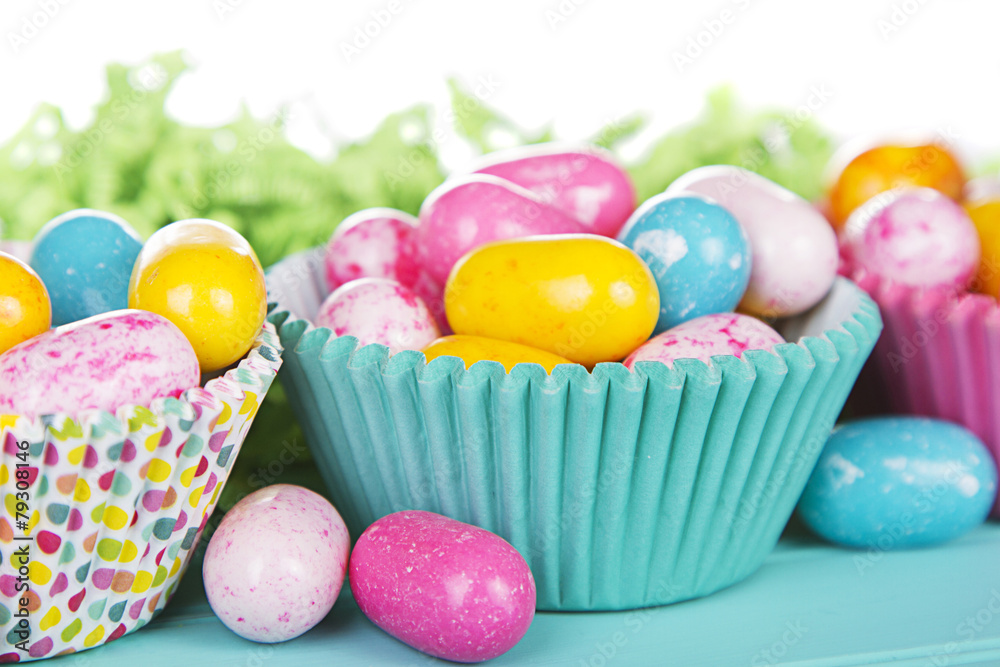 Easter candy in cup cake wrappers Easter candy in cup cake wrappers