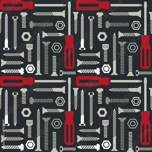 Vector seamless pattern with screws and screwdrivers 2