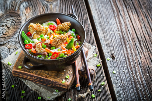 Vegetables with noodles and...