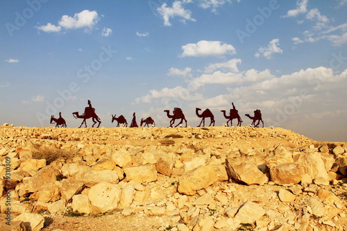 Camels caravan in the Negev desert
