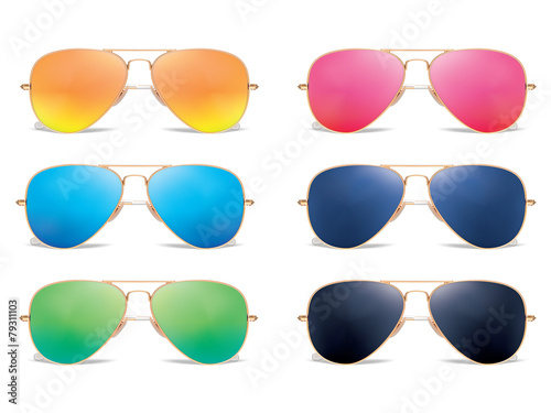 Sunglasses vector icon set. Vector illustration