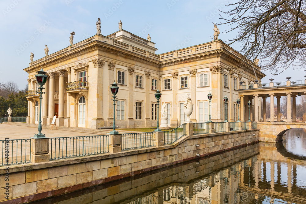 Palace on the Water in Royal Baths Park of Warsaw, Poland