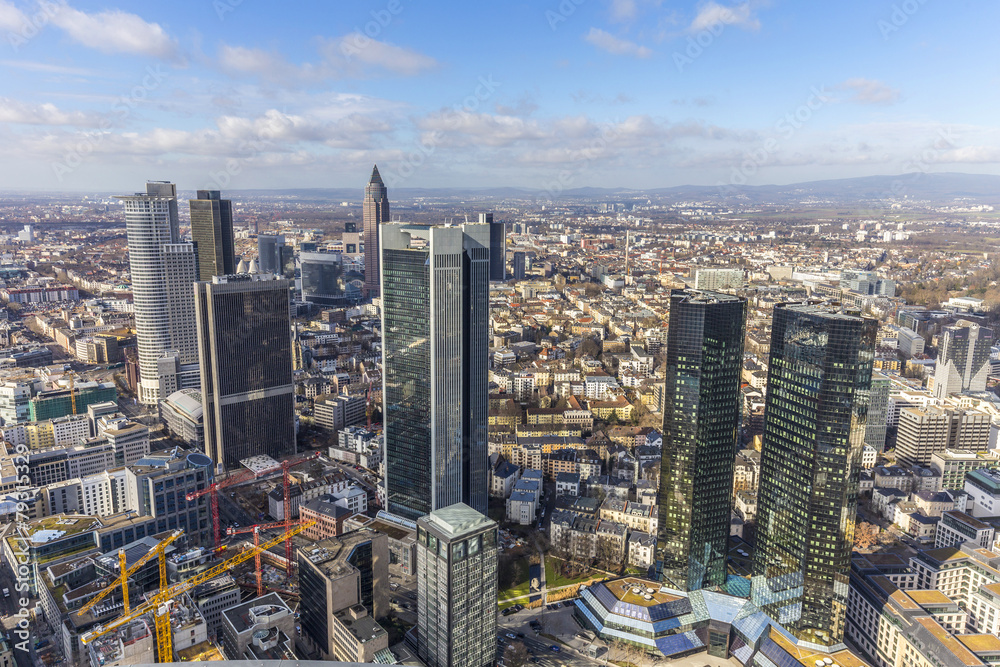 aerial of the financial district in Frankfurt