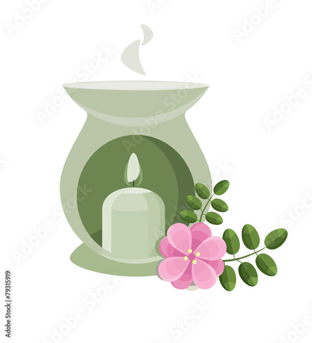 aroma lamp and rosehip flower