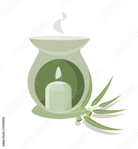 aroma lamp and eucalyptus