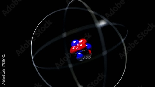 Atom single high energy shake vibrate nucleus proton neutron ele