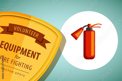 Vintage Flat Colored vector illustration Emblem firefighter or v