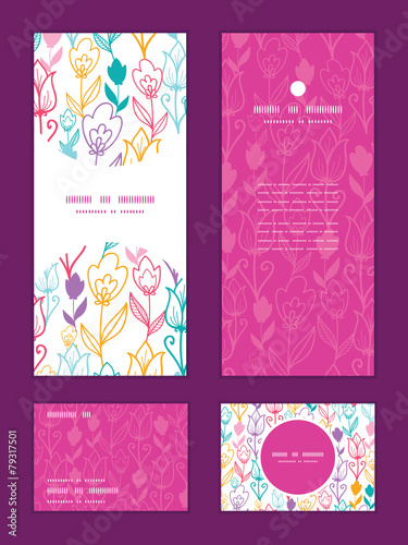 Vector colorful tulip flowers vertical frame pattern invitation
